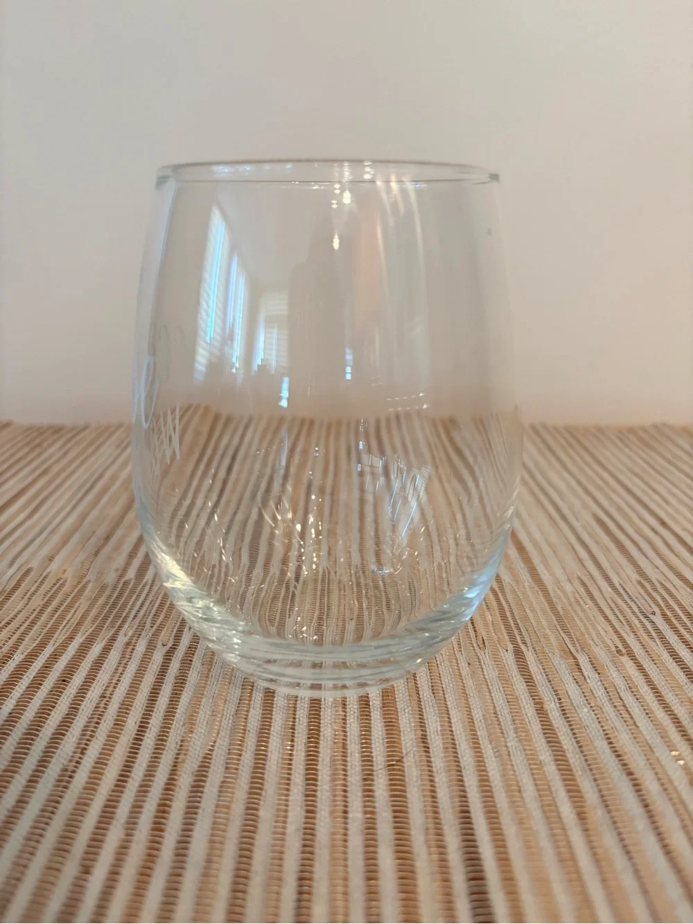 “Because Work” Clear Stemless Wine Glass